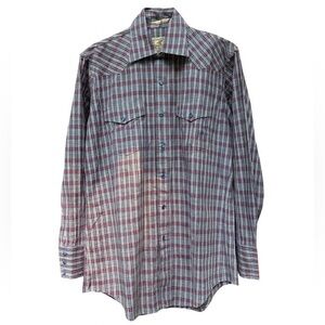 Brandon Colorado 100% Cotton Plaid Western Snap Buttons Long Sleeve Shirt 15 1/2